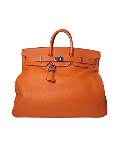 HAC 50 Veau Taurillon Clemence Leather IN Orange, front view